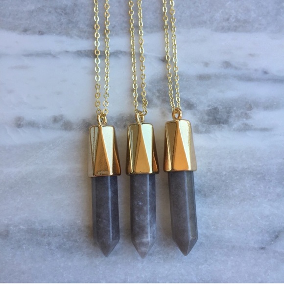 Gray Quartz Bullet Necklace - Picture 2 of 5